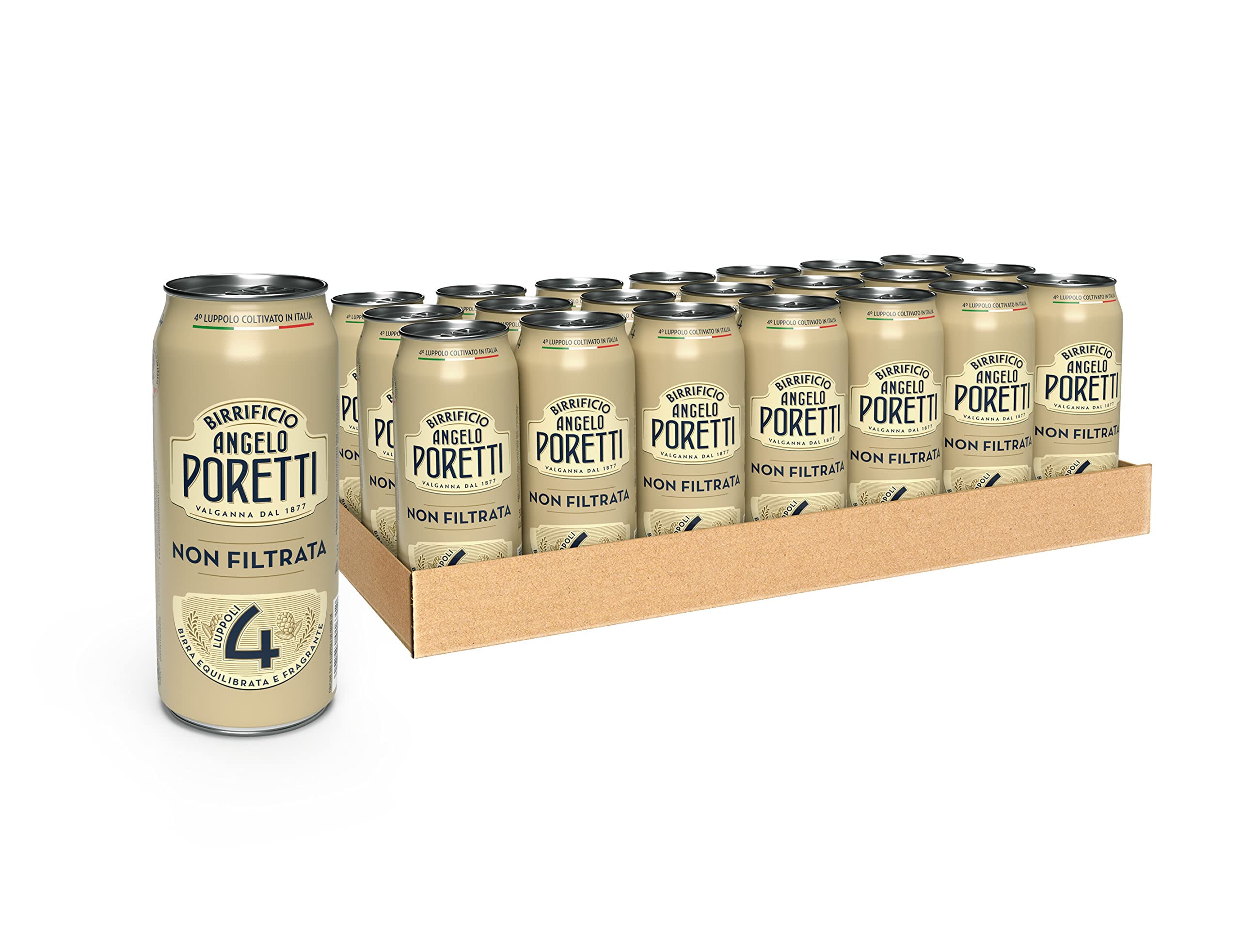 Birrificio Angelo Poretti Birra 4 Luppoli, Non Filtrata, Lattina, Volume 50cl, 24 Pezzi 500.00 ml (Confezione da 24) 4 Luppoli, Non Filtrata - 24x500ml Bottiglia