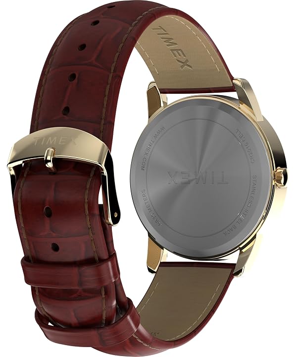 Timex Men's Easy Reader 35mm Watch - Brown Strap White Dial Gold-Tone Case by Timex - Used condition - Image 5
