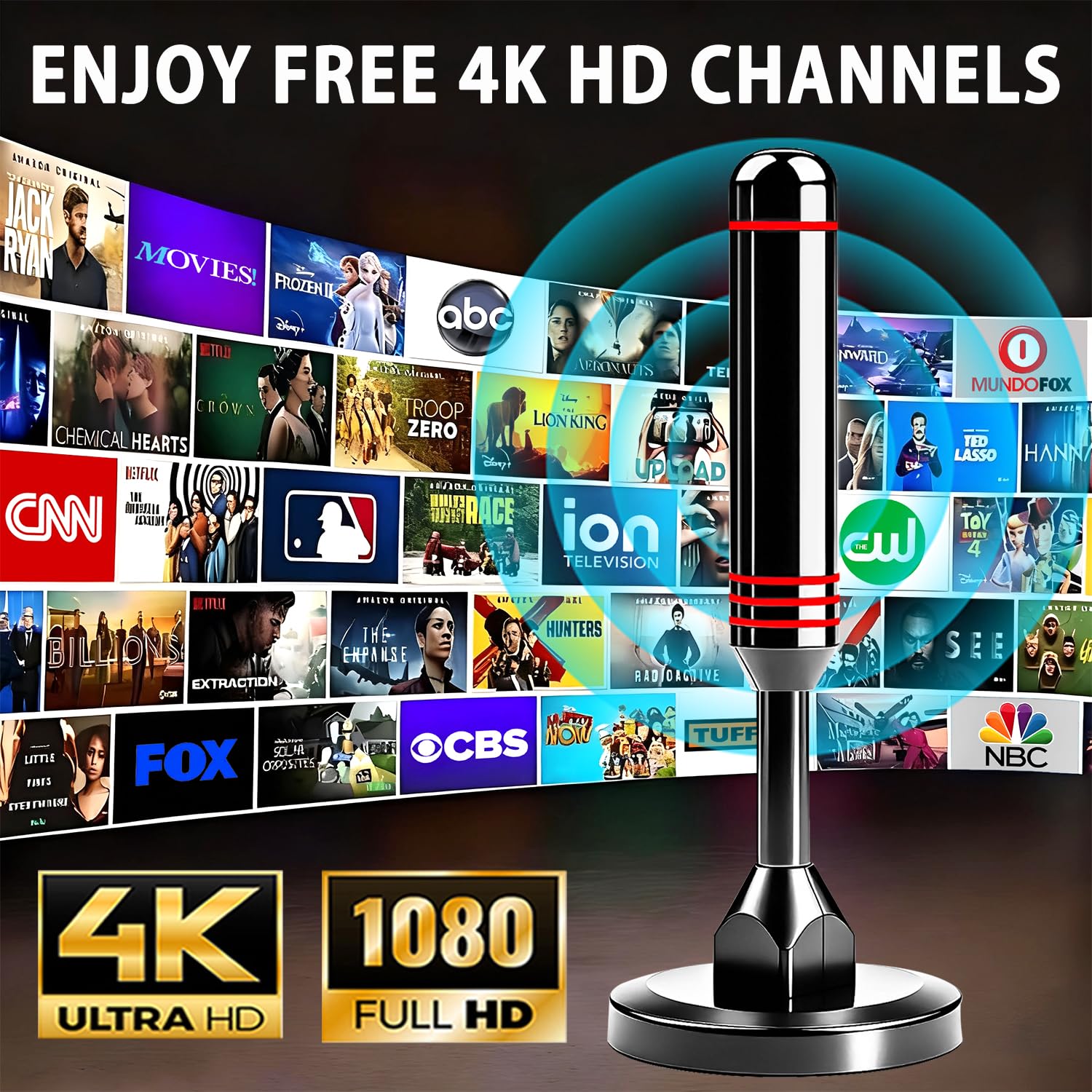Antena de TV para Smart TV Interior, Antena Digital de Interior 2026 con Base magnética Fuerte, Antena de TV de recepción de 360° y Largo Alcance para Canales Locales, Antena Digital HD de fácil