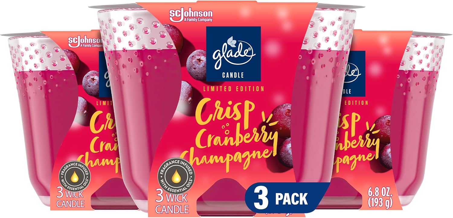 Glade Candle Crisp Cranberry Champagne, Fragrance Candle