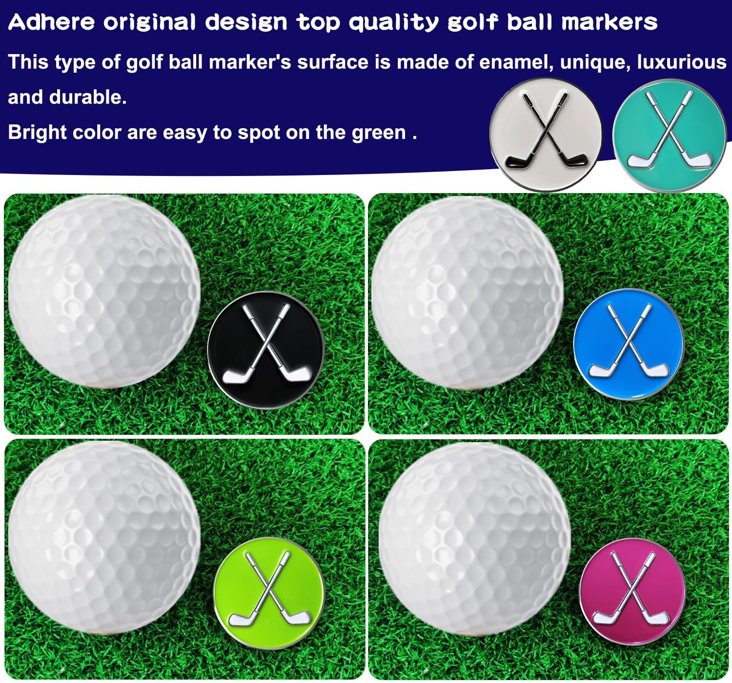 Adhere Golf Ball Markers Unique Designs Logo Enamel A Premium Golf Accessories Assorted Pack of 12 image 4