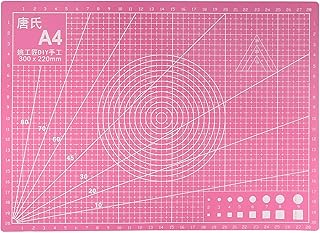 sourcing map Tapete de corte autorreparable A4, 12x9 pulgadas, antideslizante, de doble cara, con rejilla, de PVC, para bricolaje, manualidades, tabla de cortar giratoria, color rosa