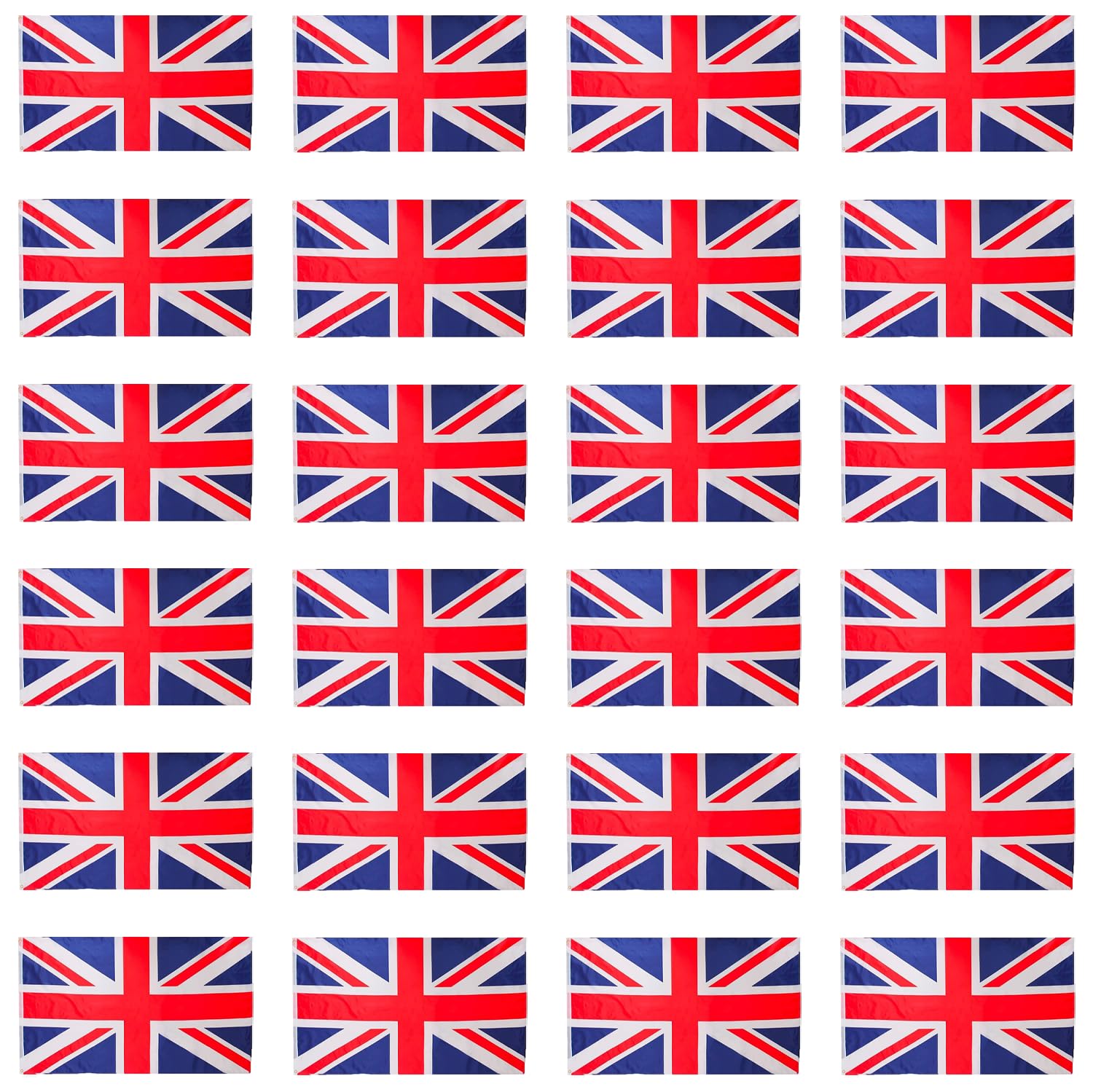 VE Day Union Jack 3ft x 2ft Flag Fancy Dress Decoration - Pack of 24 Flags - Great Britain Flag with Grommets - Queens Jubilee, Sporting Events, Street Parties, Festivals and Celebrations