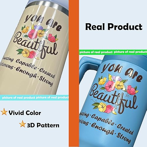 Miniatura 5 de ZOYEPIN Vaso personalizado de 40 onzas con asa y tapa con popote, regalos personalizados para mujeres, regalos inspiradores, colores vivos con