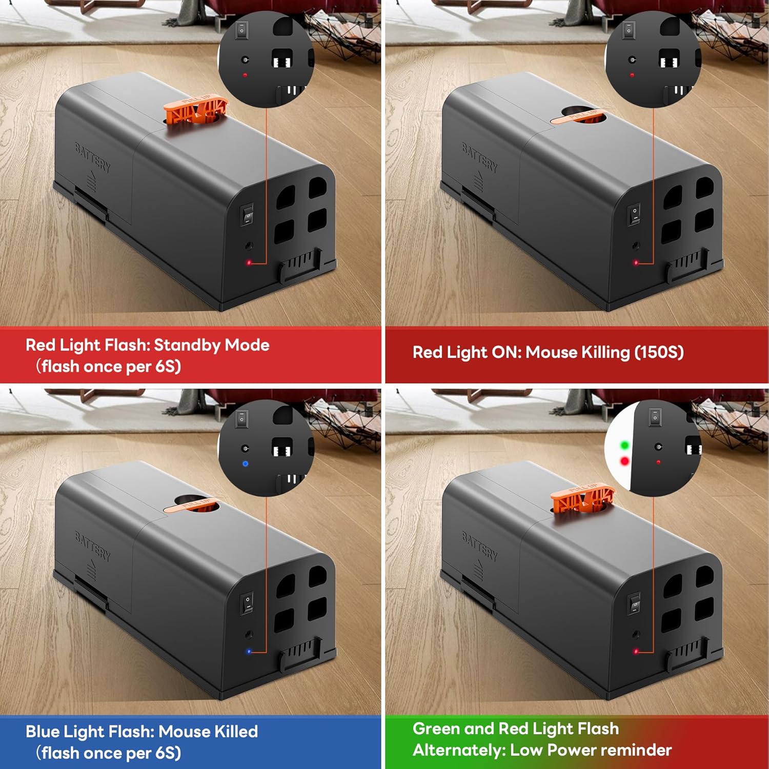 Electric Mouse Trap, Indoor Reusable Mouse Trap Zapper with Anti-Escape Design & Dual Power, Electric Rat Trap with No-Touch Cleaning for Kitchen, Garage