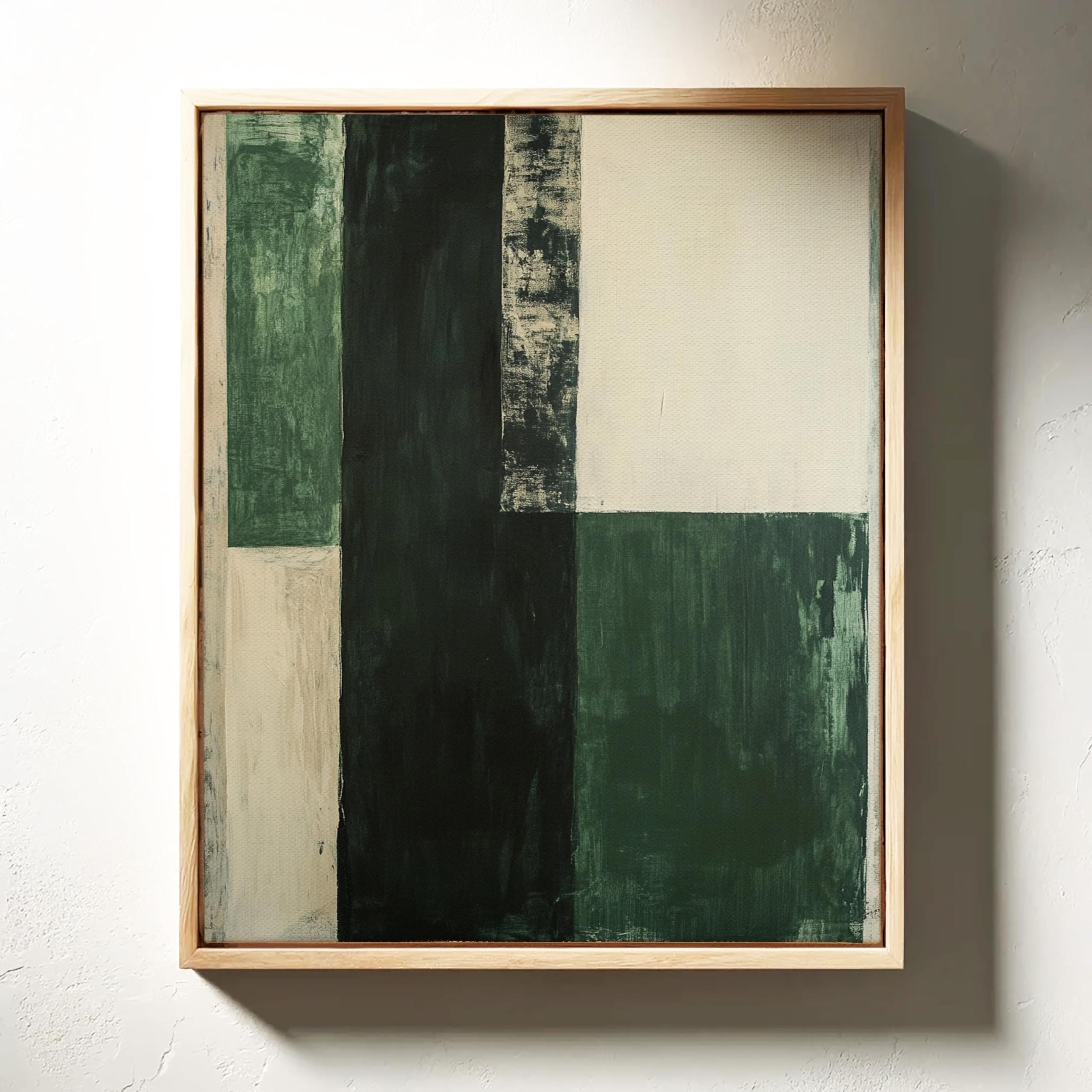 LMYCHENG Nowoczesny abstrakcyjny obraz na płótnie, zielone i kremowe wydruki, minimalistyczny pionowy geometryczny obraz do współczesnego wystroju (60 x 90 cm/wewnętrzna rama)