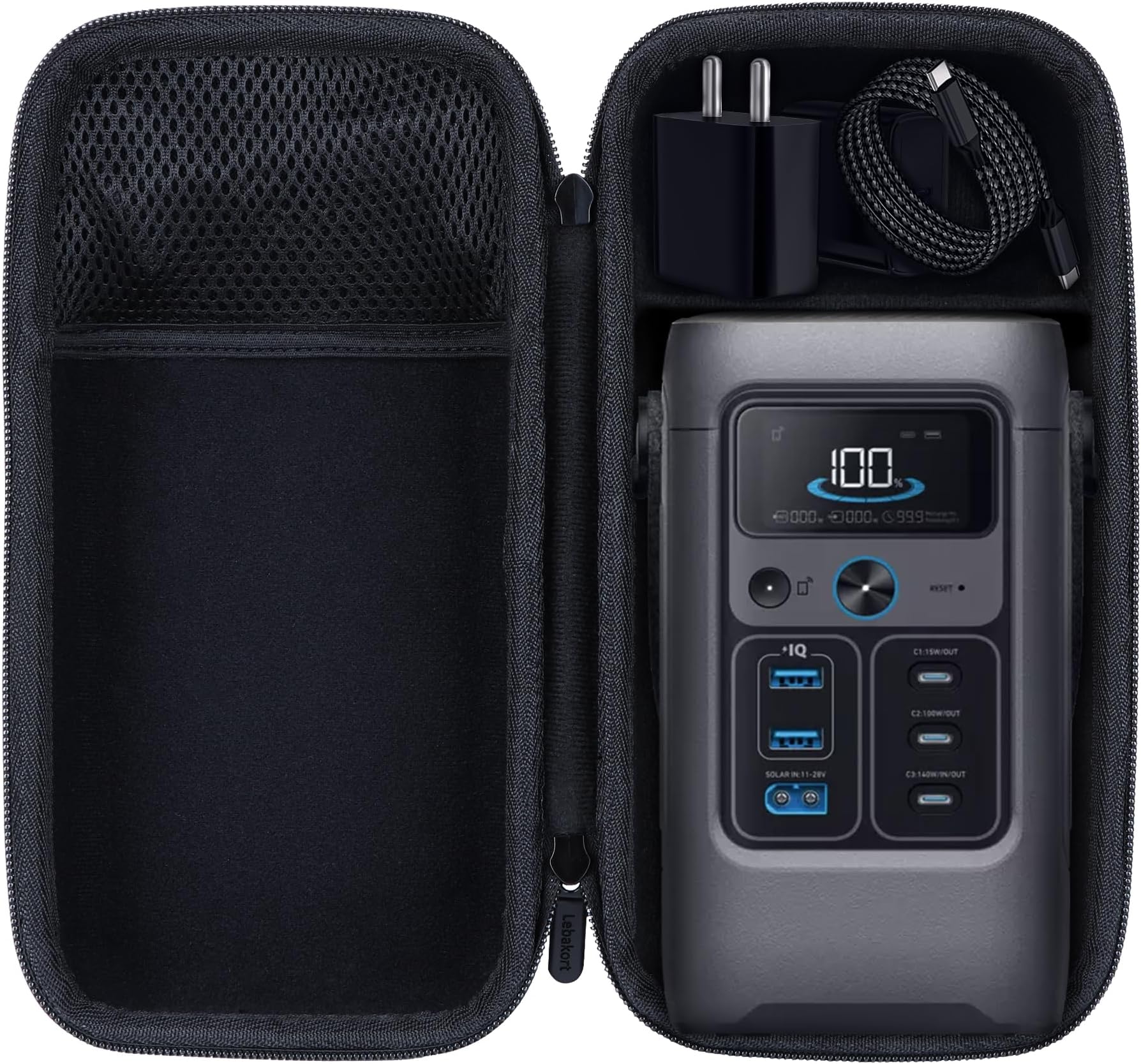 Anker Solix C300 DC / C300 / C200 DC / C300 Portable Power Supply Fits Lebakort Storage Case, gray