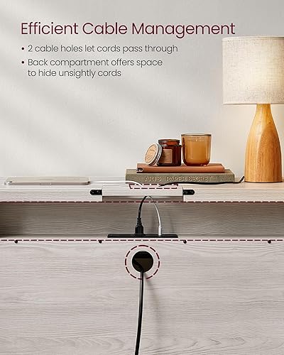 Miniatura 8 de VASAGLE Mesa consola con tomas de corriente, mesa de entrada con estante de almacenamiento, mesa de sofá con cajón, compartimento abierto, esquinas