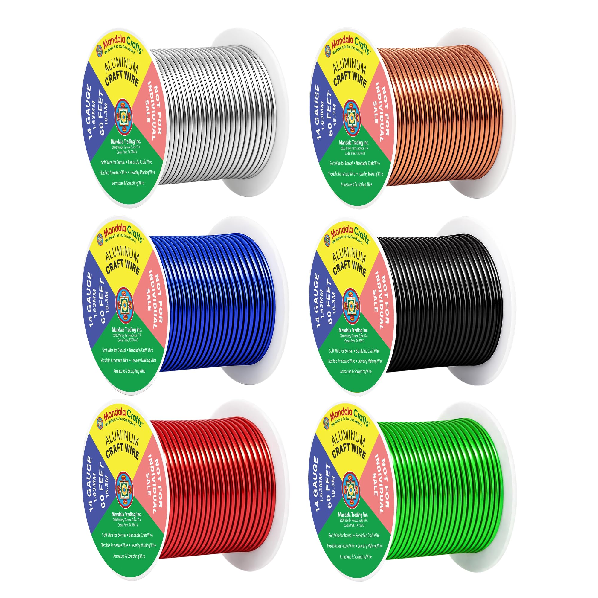 Mandala Crafts 14 GA Black Red Green Assorted Anodized Aluminum Craft Wire