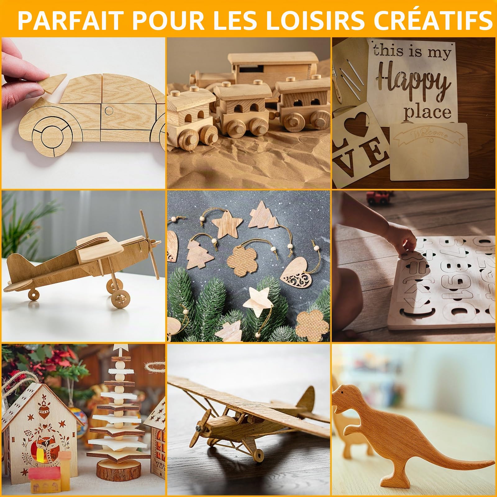 JMIATRY Lot de 8 Contreplaqué 4mm, Planche Bois 420x300mm, A3 Panneau de Contreplaqué pour Pyrogravure Bricolage Artisanate en Bois Modèles et Peintures