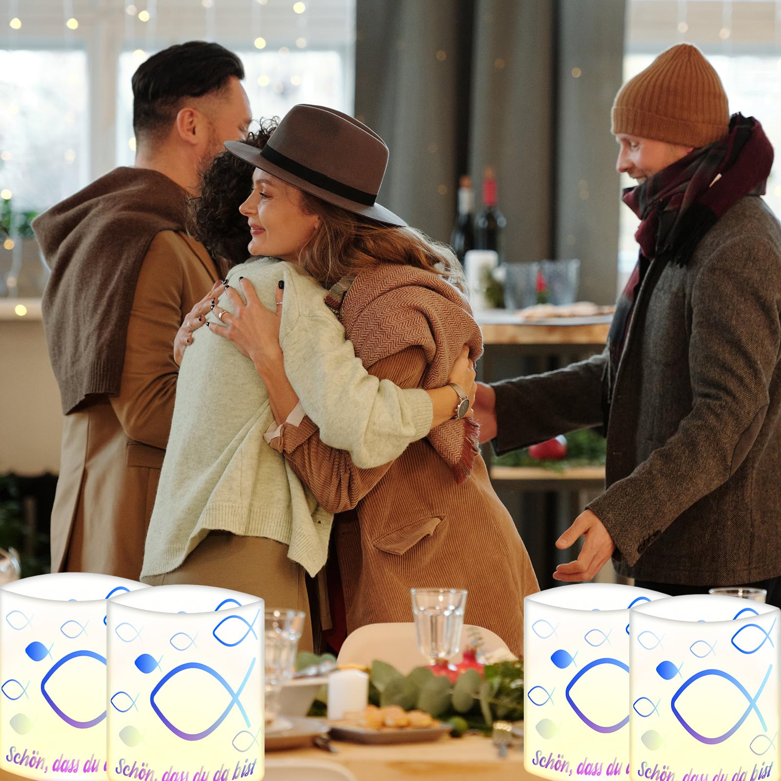 Lot De 16 Photophores Décoratifs En Forme De Poisson Pour Communion