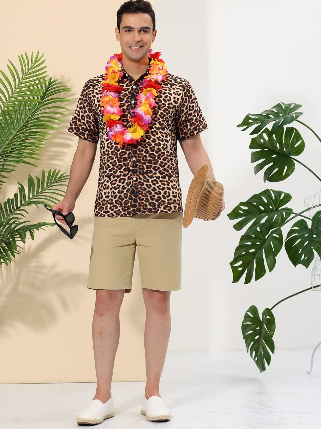 Lars Amadeus Men's Animal Print Shirt Short Sleeves Button Down Casual Summer Printed Shirts - Image 3