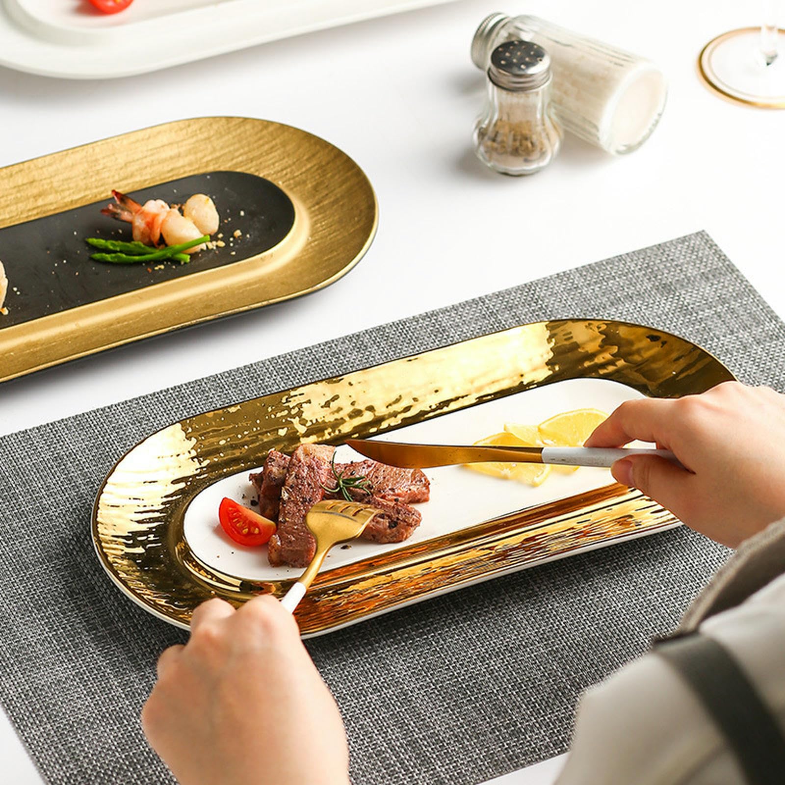 Vaisselle créative en relief en céramique pour sushis occidentaux - Noir - Taille L