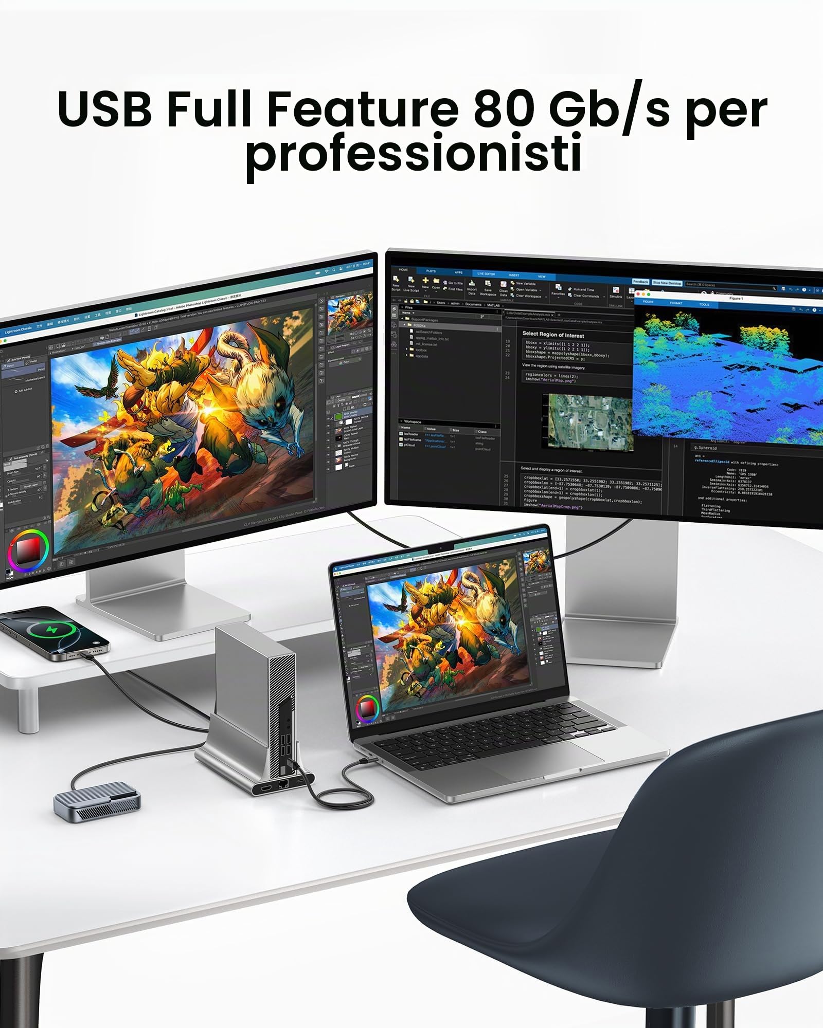 Silkland 80Gbps USB-C Compatibile con Cavo Thunderbolt 5 3M, 240W PD3.1 | Ricarica Rapida, 120Gbps con Bandwidth Boost, 16K/Dual 8K, USB Type-C per Thunderbolt 4/3, MacBook Pro, SSD, Dock, Monitor