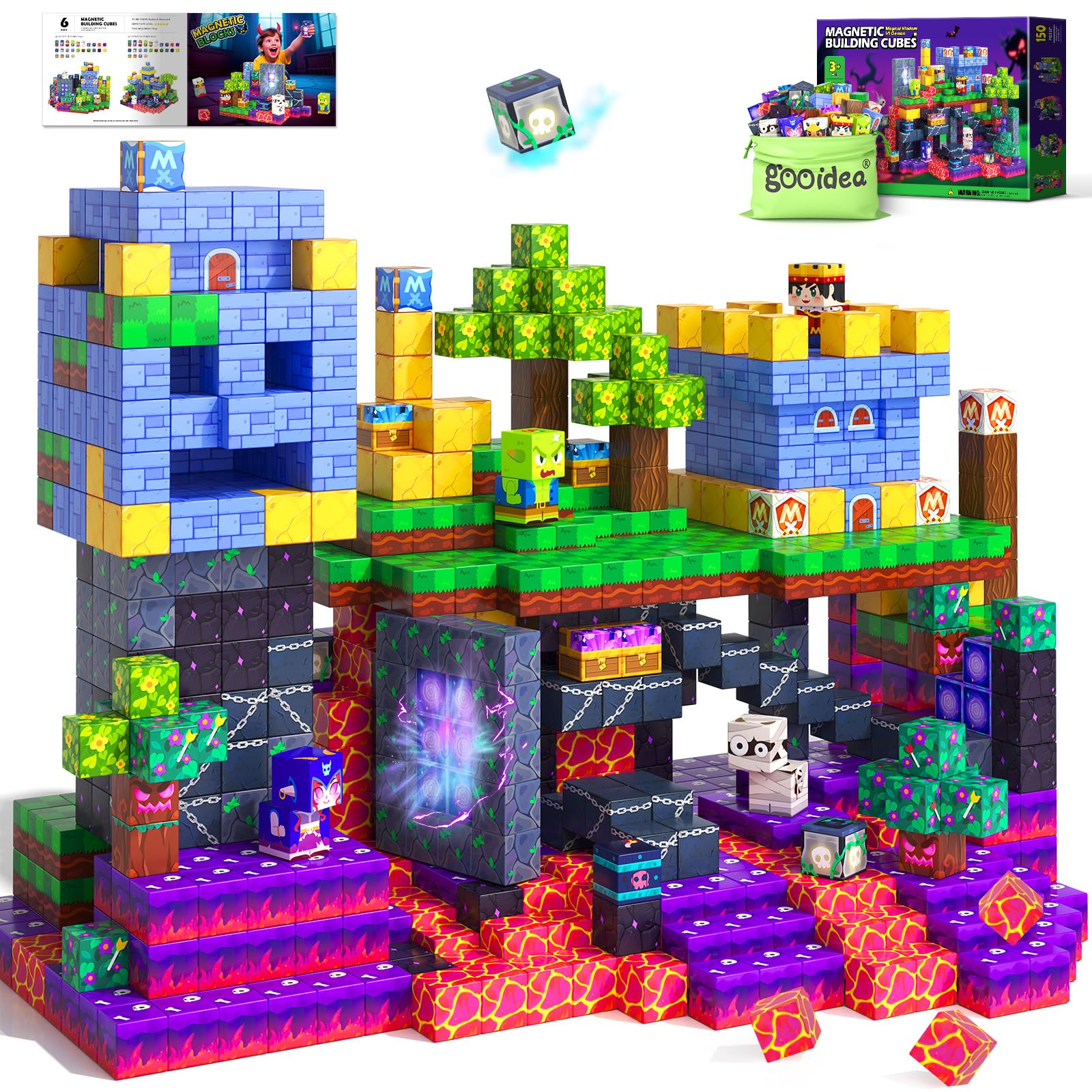 150PCS 0.8" Magnetic Building Blocks Creative Fun for Boys Girls Ages 3+