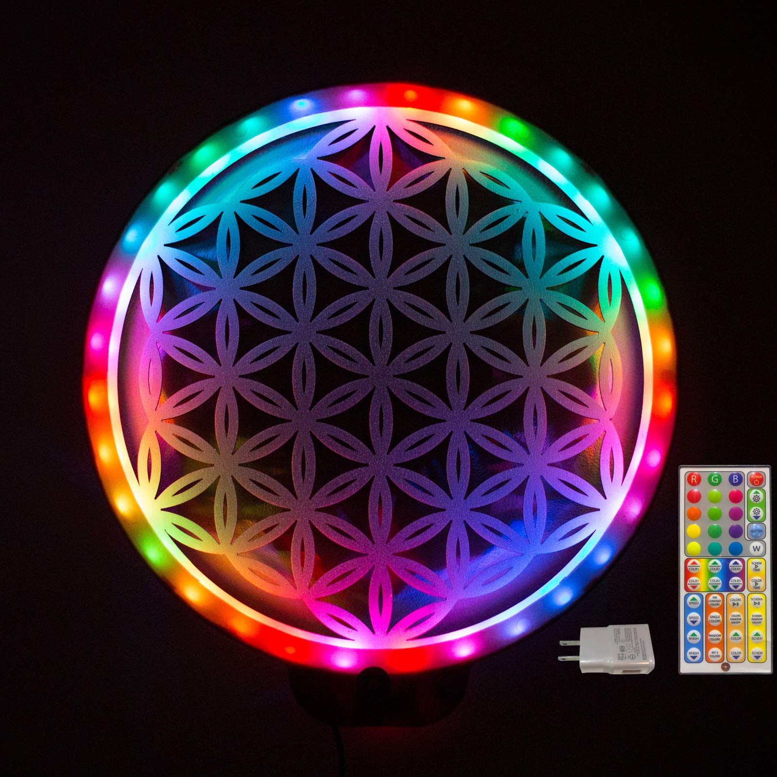 zenvizion zenhalo 13.5" flower of life wall art, sacred geometry wall art, wooden wall art decor, yoga wall art hanging, laser cut artwork, wall sculpture symbol, gift purpose