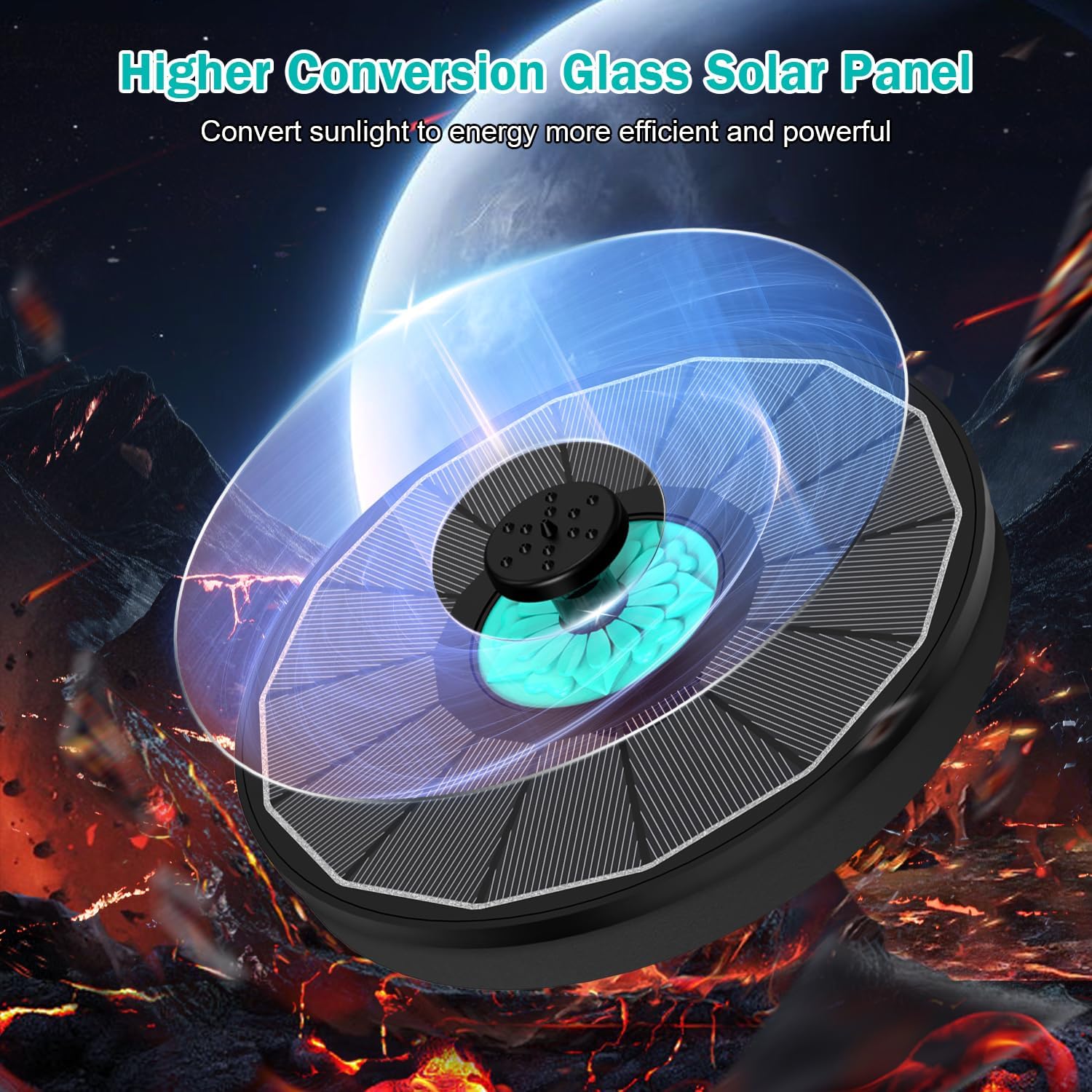 Fontaine Solaire, SZMP 2026 3.5W Pompe Solaire Bassin Exterieur avec 7 Buse pour Bain d'oiseau, Piscine, Patio, Décoration de Jardin (Noir) - 5