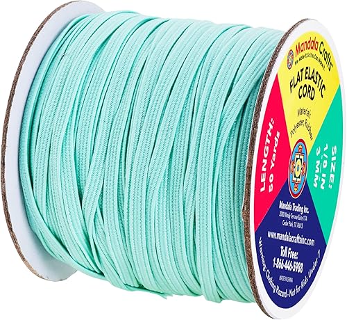 Vista 242 de Mandala Crafts - Rollo de cordón elástico plano para costura y manualidades Beige