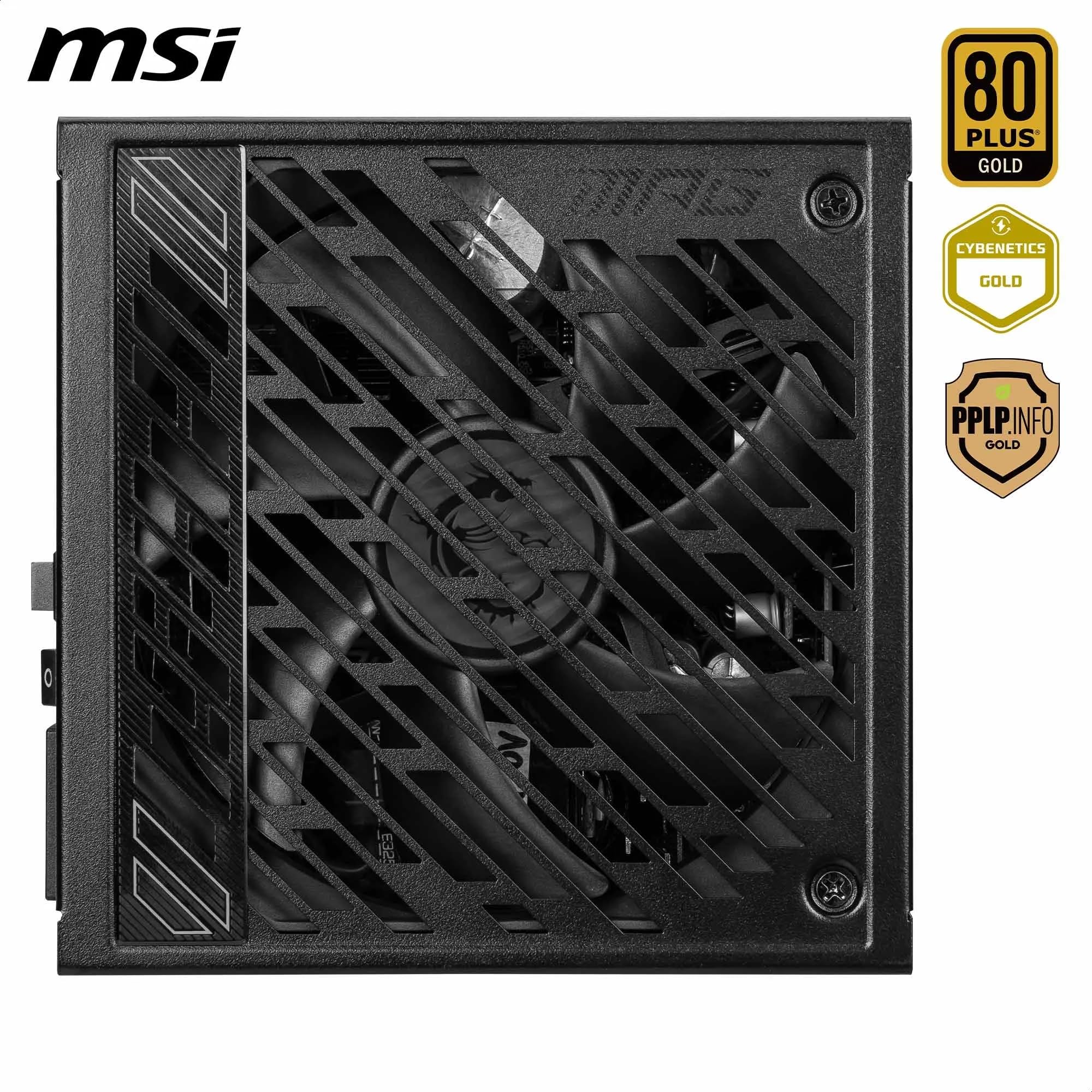 MSI MPG A1250GS PCIE5 - Alimentatore 1250 W, 80 Plus Gold, ATX 3.1, supporto GPU PCIe 5.1, dual native 12V-2x6, cavo modulare con connettori bicolore 12V-2x6, alimentatore ATX