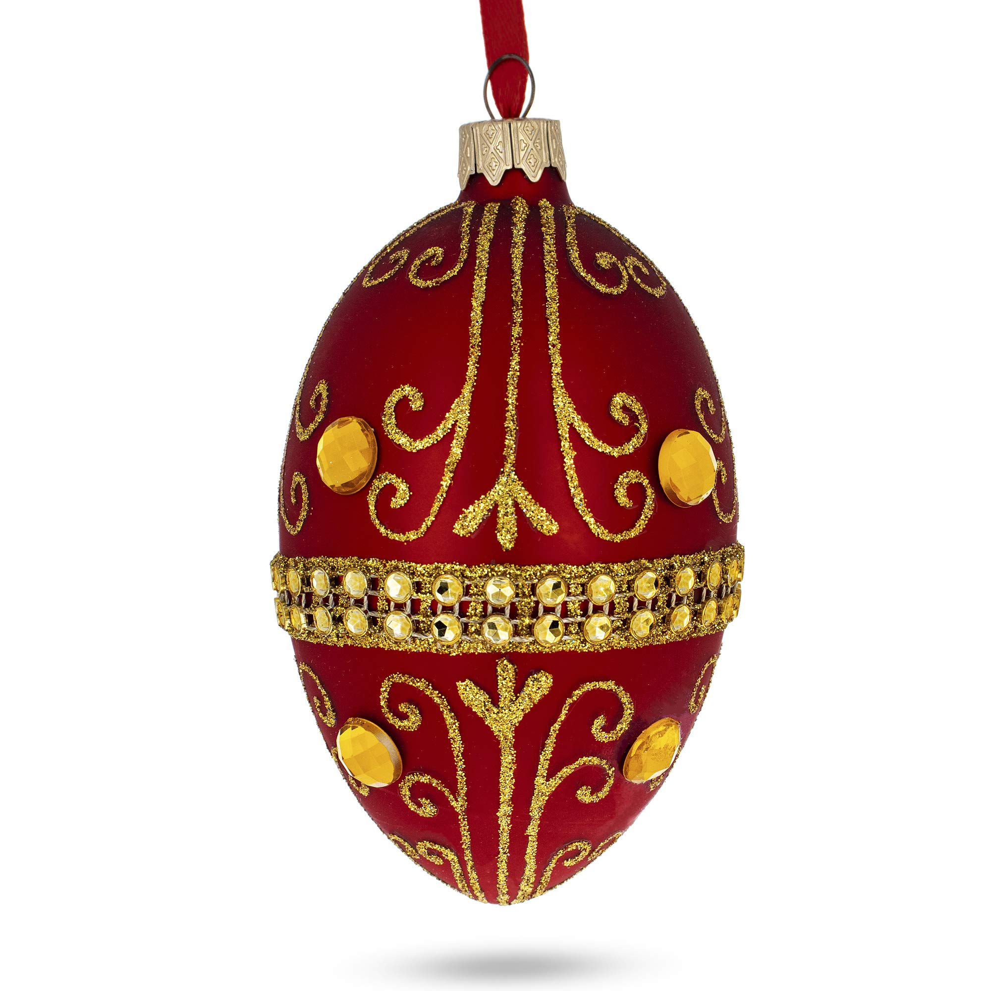 BESTPYSANKYJeweled Red Glass Egg Ornament 4 Inches