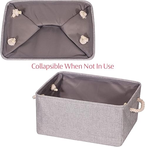 Miniatura 5 de TENABORT Paquete de 6 cestas de almacenamiento grandes cajas plegables de almacenamiento de tela contenedores organizadores de tela plegables de