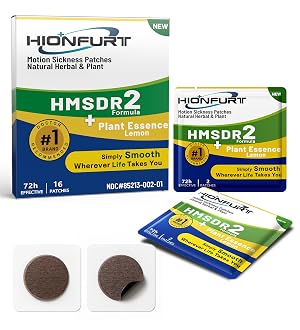 HMSDR2 16ct Motion Sickness Patches with Plant Essence Lemon Sea Sickness Patches for Cruise Car Airplane Non-Drowsy 72H