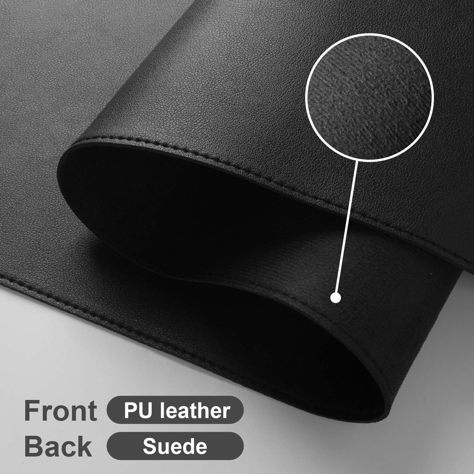 DAWNTREES Protecteur de tapis de bureau en cuir PU 60x35cm Grand coussinet de souris et tapis de clavier noir