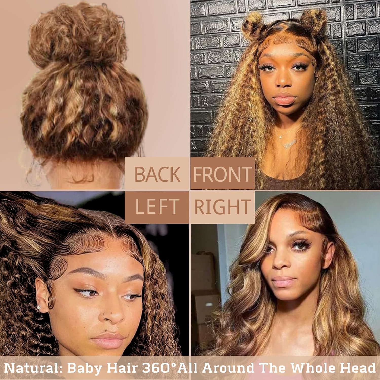 360 Deep Wave Lace Front Wigs Human Hair Pre Plucked 180% Density 26 IN, Highlight Ombre Honey Blonde Brown Full 360 HD Lace Frontal Wigs, 4/27 Colored 12A Soft Shinny Thick Brazilian Hair