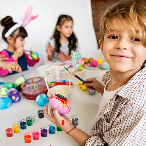 Miniatura 3 de Juegos de pintura acrílica a granel para niños 96 juegos individuales de 12 pinturas de colores 1 pintura con purpurina 2 pinceles para escuelas
