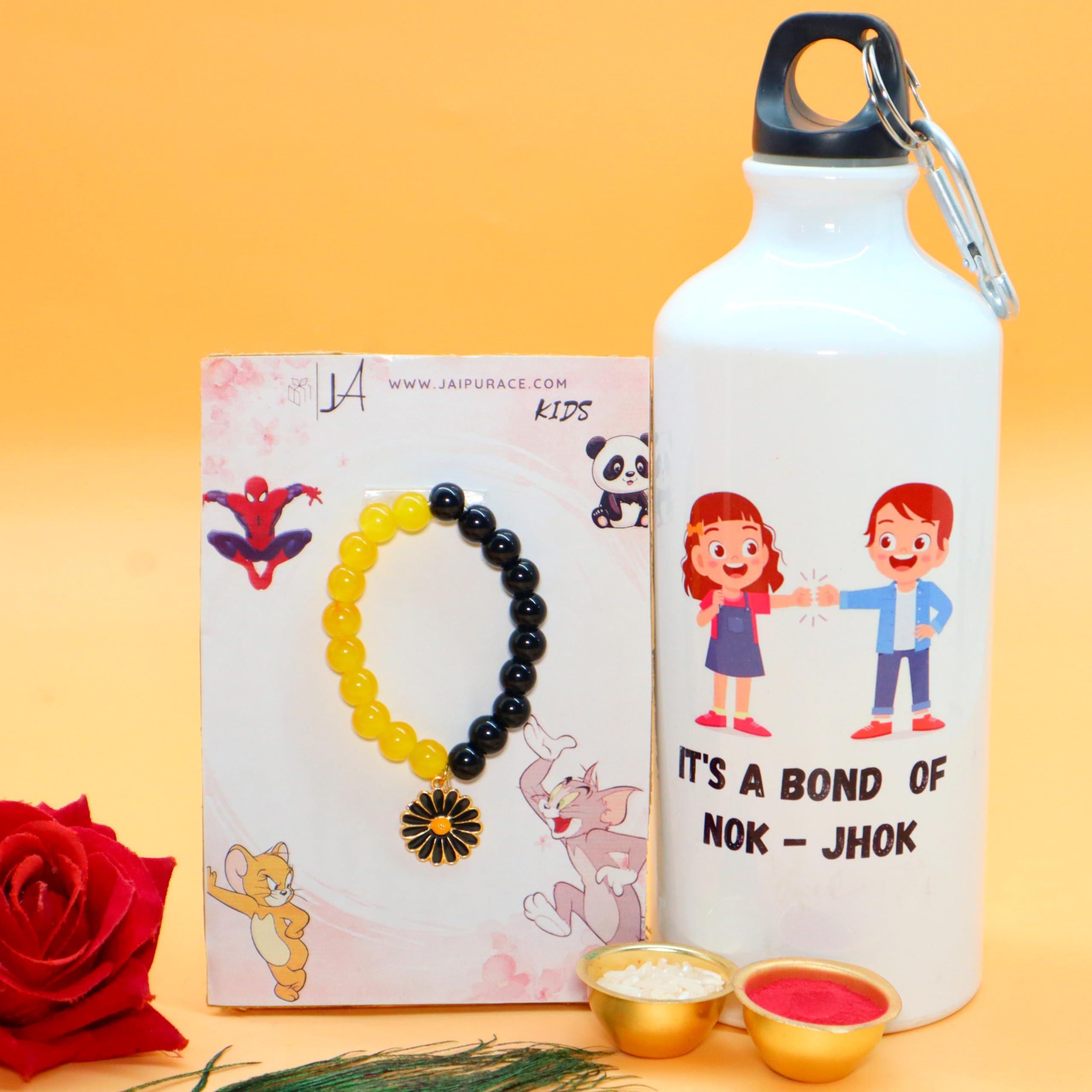 JAIPUR ACE Flower Bracelet Rakhi with Designer Printed Water Bottle for Bro Brother Bhaiya Bhai Behan | Rakshabandhan gifts (Rakhi Design 4) (B0D6WDJ7W1) Amazon Price History, Amazon Price Tracker