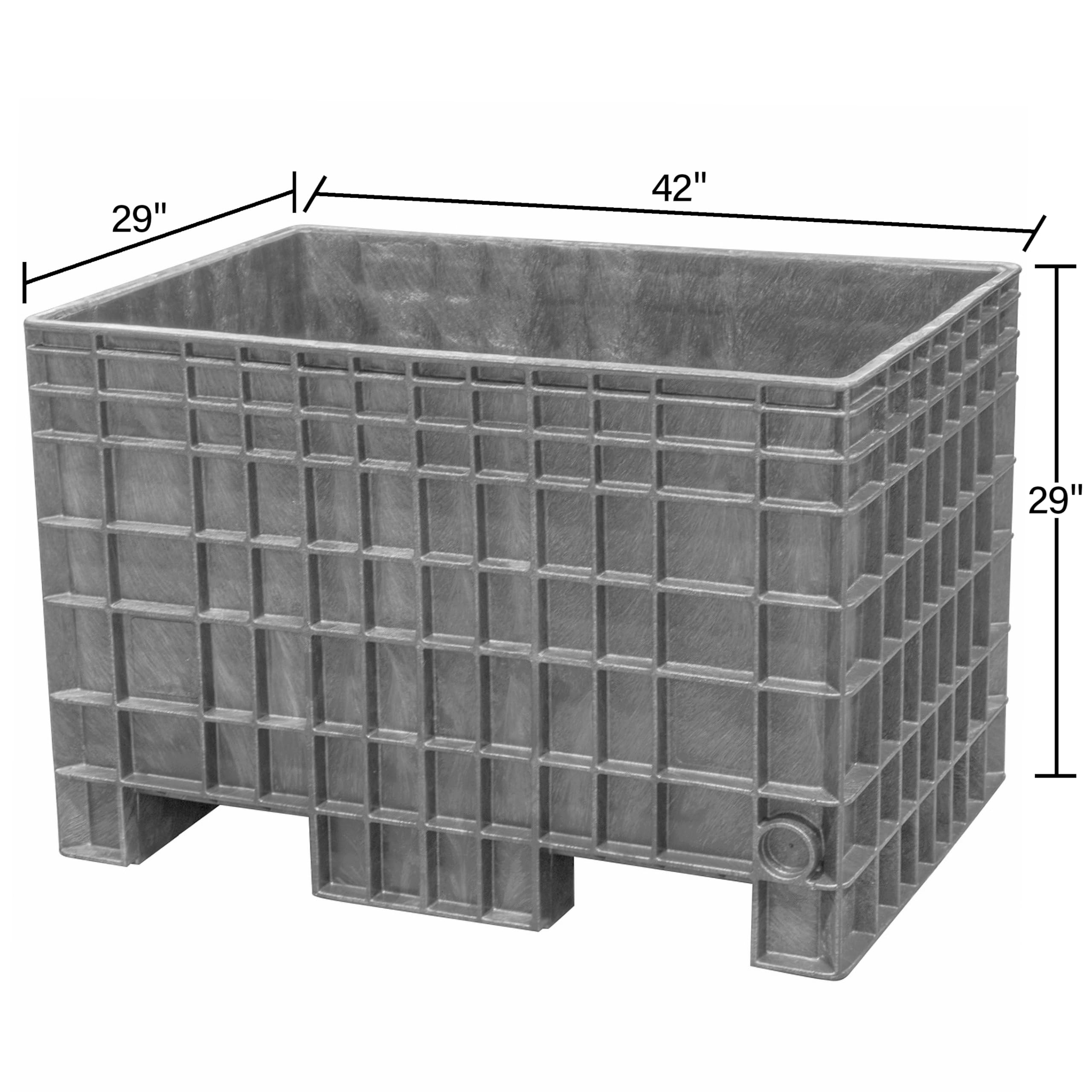 Buckhorn Stackable Bulk Box Container, General Purpose Plastic Stacking Gaylord Box with 2-Way Forklift Access, 800 lb Capacity Storage Tote, 42