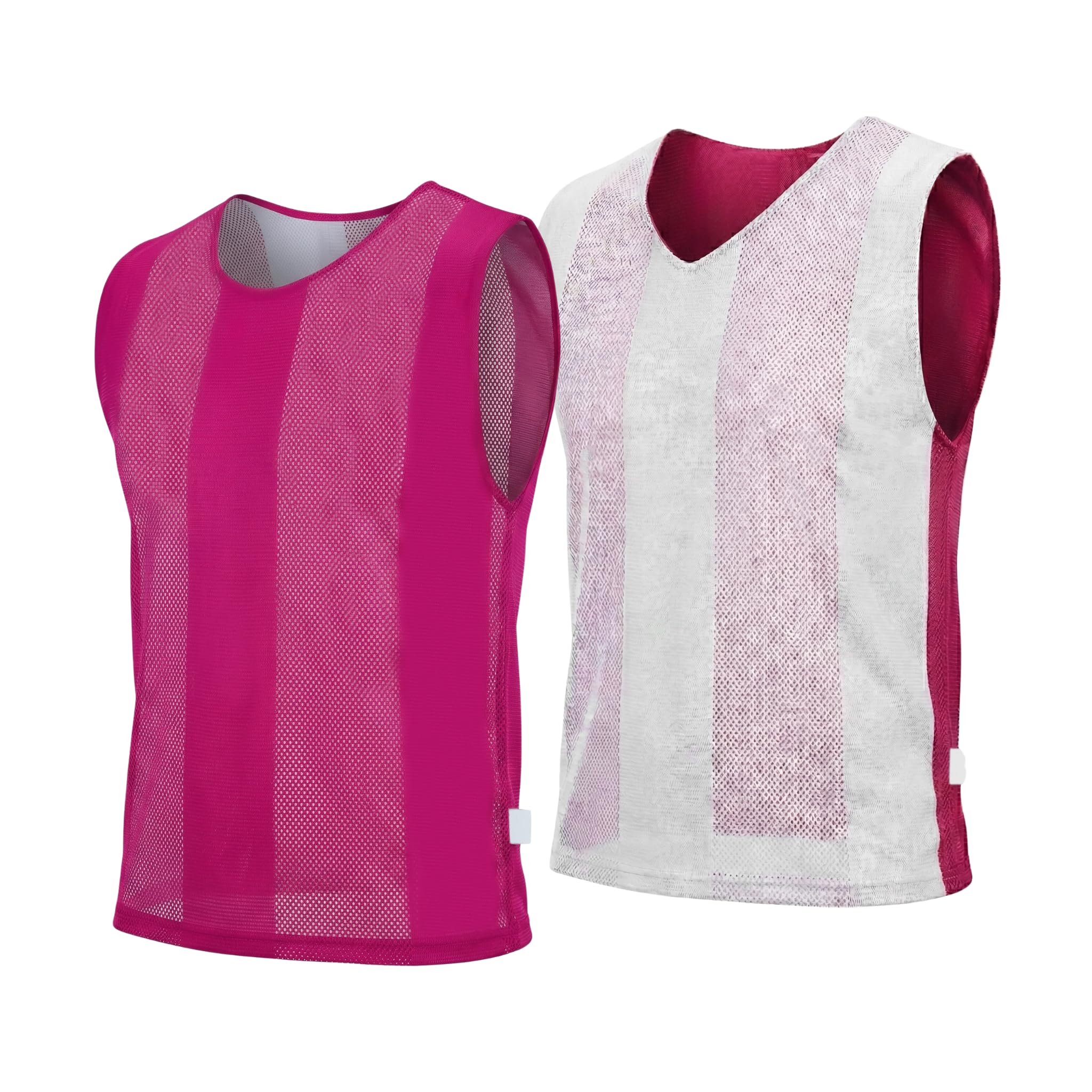 Sterling Sports 10 X Pack Football Training Bibs with Double Sided - Quick Dry Training Bibs For Football, Soccer, Cricket, Hockey & Basketball (PInk/White, Youth (Small, Medium & Large men)) โ image 1