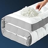 HYPREST 4 Inch Mattress Topper Queen, Thick Cooling Cotton Pillow Top with 2000 GSM Shredded Memory Foam - Soft & Supportive for Back Pain Relief，Non-Slip Bottom
