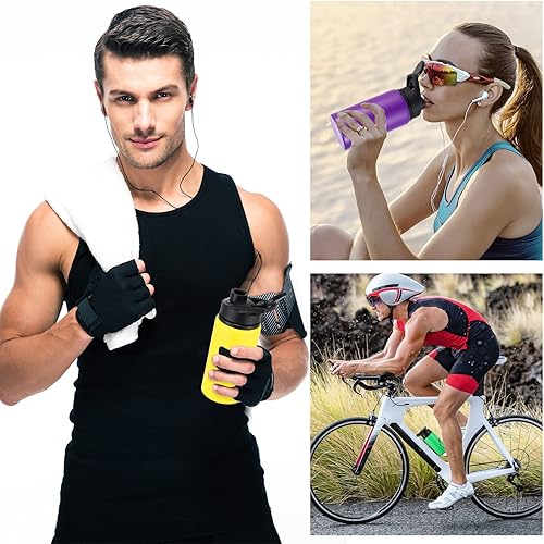 Miniatura 7 de Eaasty 16 botellas de agua de aluminio de 17 onzas a granel, multicolor reutilizable, botella deportiva con tapas a presión, paquete múltiple de