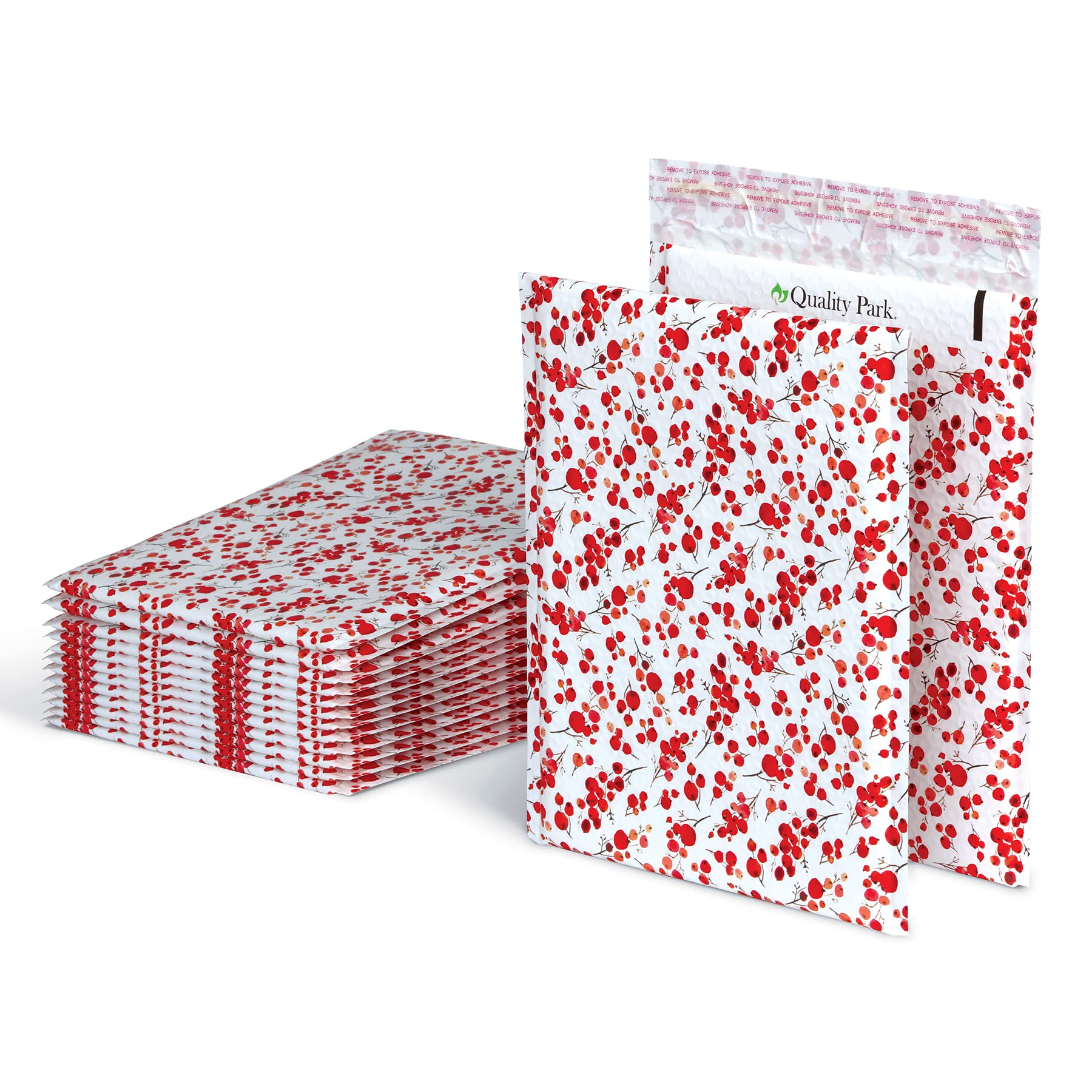 Quality Park Bubble Mailers, 8.25" x 11", Shipping Envelopes, Water Resistant Poly Padded Envelopes, Berry Print, 25 Pack (QUA85873)