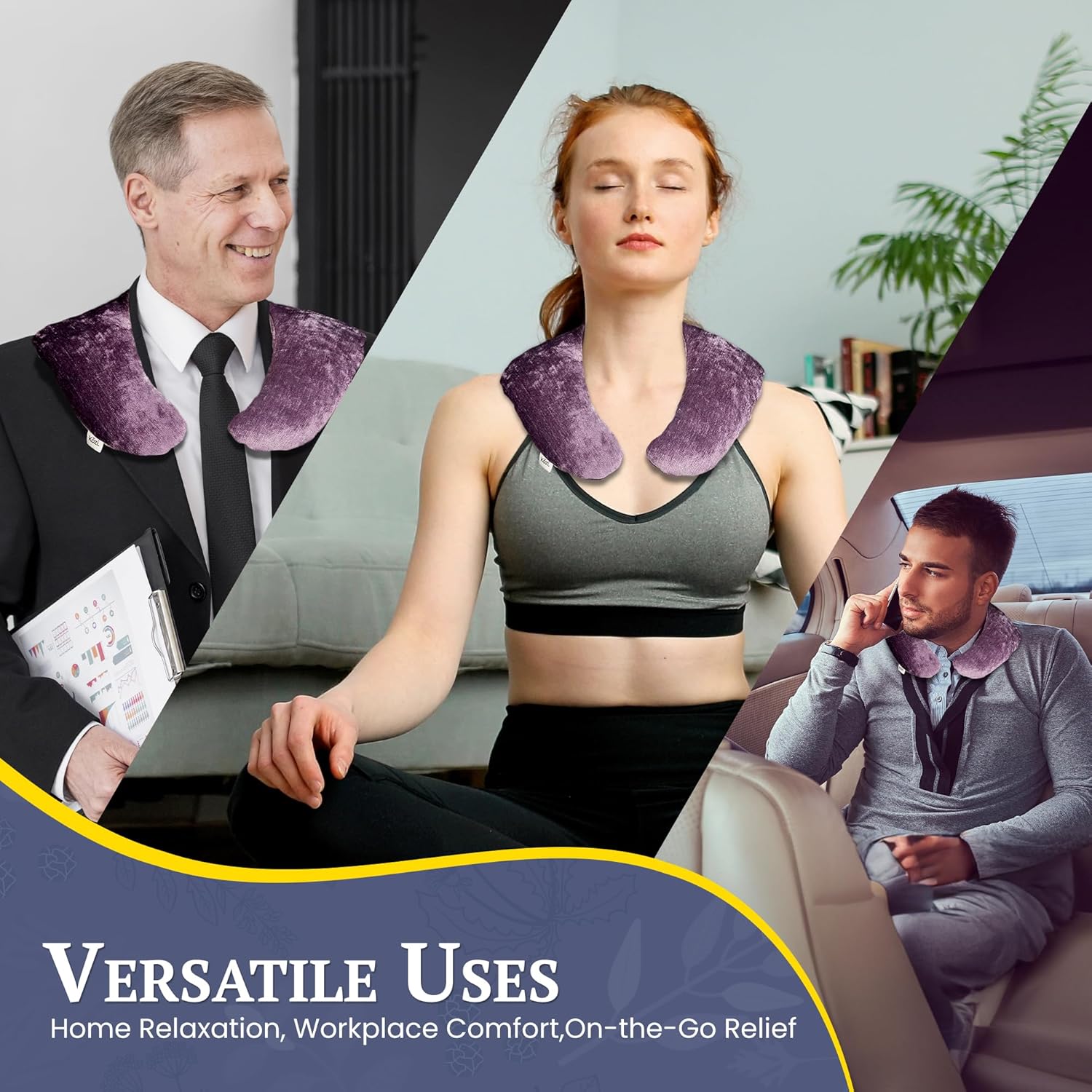 Kozi Weighted Heating Pad for Neck and Shoulders and Back | Microwavable Non Electric Portable Heat Wrap for Pain Relief and Relaxation | Upper Body Heated Comfort Pad,Amethyst