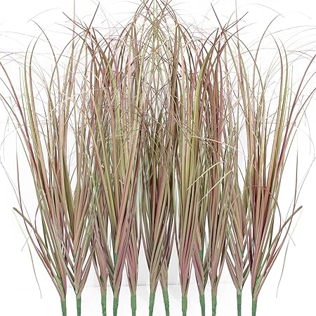 12Pcs Artificial Grass Plants, Faux Shrubs Wheat Grass, Artificial Tall