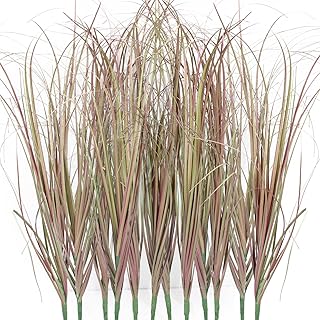 12Pcs Artificial Grass Plants, Faux Shrubs Wheat Grass, Artificial Tall Grass Fake Plants for Out...