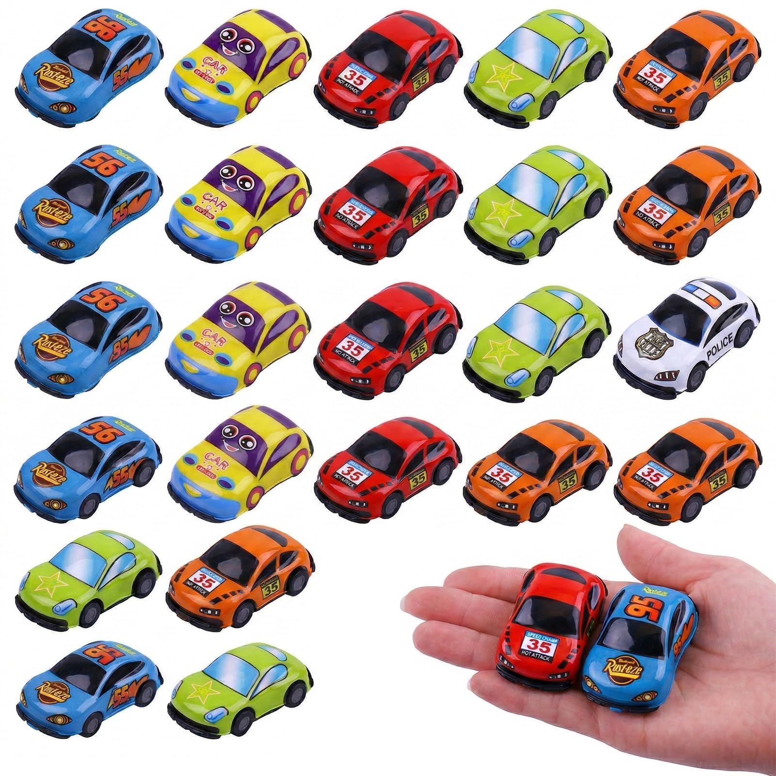NiceNaiils 24 Pack Coches para Niños, Mini Racers Cars Juguetes, Micromachines de Retroceso de Metal, Juguete Coche de Carreras 3~9 Años, Cumpleaños Regalos
