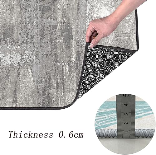 Miniatura 5 de Alfombra moderna para pasillo, color gris, antideslizante, para sala de estar, extra grande, para cocina, entrada, pasillo, pasillo, anchura de 15.7