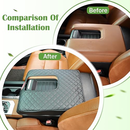 Miniatura 10 de LLKUANG Funda para reposabrazos de consola central de automóvil para Toyota Tundra 2007-2021, impermeable, de cuero, para reposabrazos de asiento