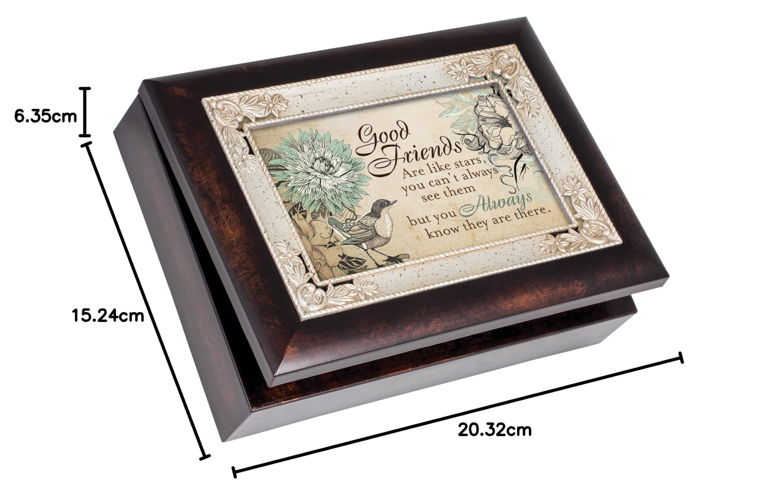Cottage Garden Spieluhr, 8,5 x 6,5 x 3 cm, Braun