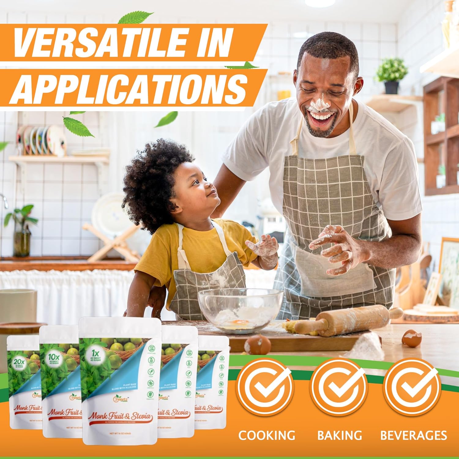 Monk Fruit–Stevia & Allulose All Purpose Sweetener Multi-Pack-3: 1X, 2X, and 4X RSS (Relative Sugar Sweetness); Total Servings 795; Zero Calorie Sweetener, Sugar-Free Substitute for Baking, Smoothies, Coffee; Low Carb Keto Diet Friendly | Pack of 3, 1-LB/Each