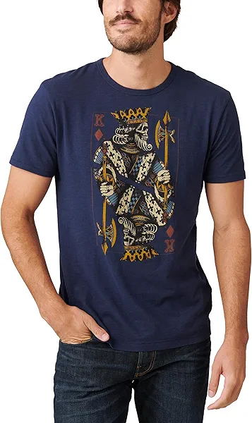Lucky Brand Men's King of Diamonds Tee, Medium American Navy