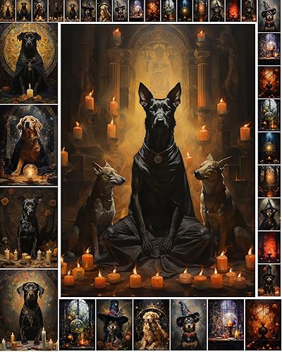 Vista 4 de Decoupage - Paquete de papel (35 hojas de 6 x 8 pulgadas), diseño de brujas místicas FLONZ, tarjetas de ilustración de Halloween, para decoupage