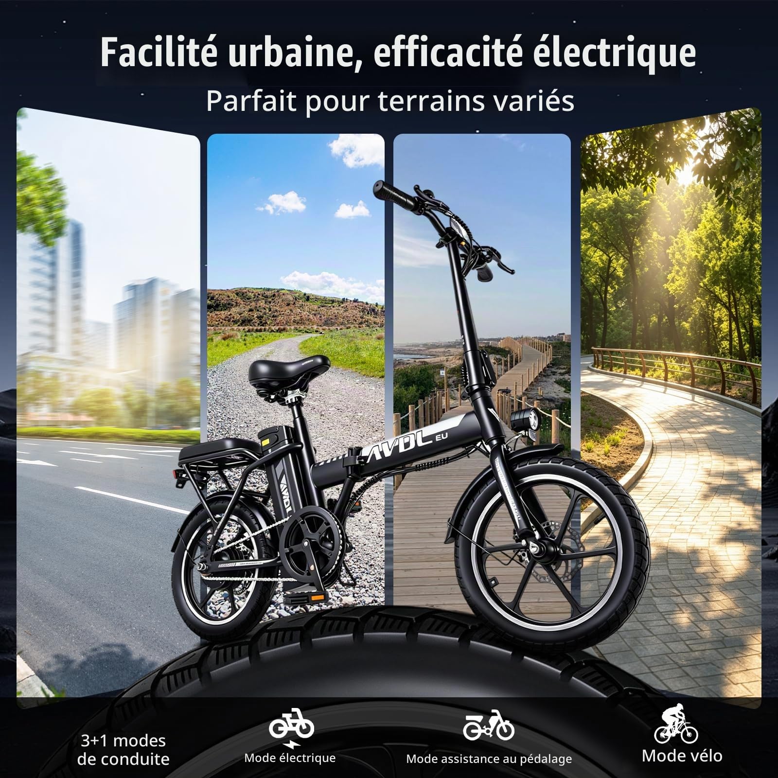 Vélo Électrique Adulte 16", Batterie Amovible 36V 12,8Ah, Autonomie 35 km, Assistance au Pédalage, Bicyclette Pliante pour Déplacements Urbains, Double Freinage, Modèle Mixte E-Bike，Max 120 kg