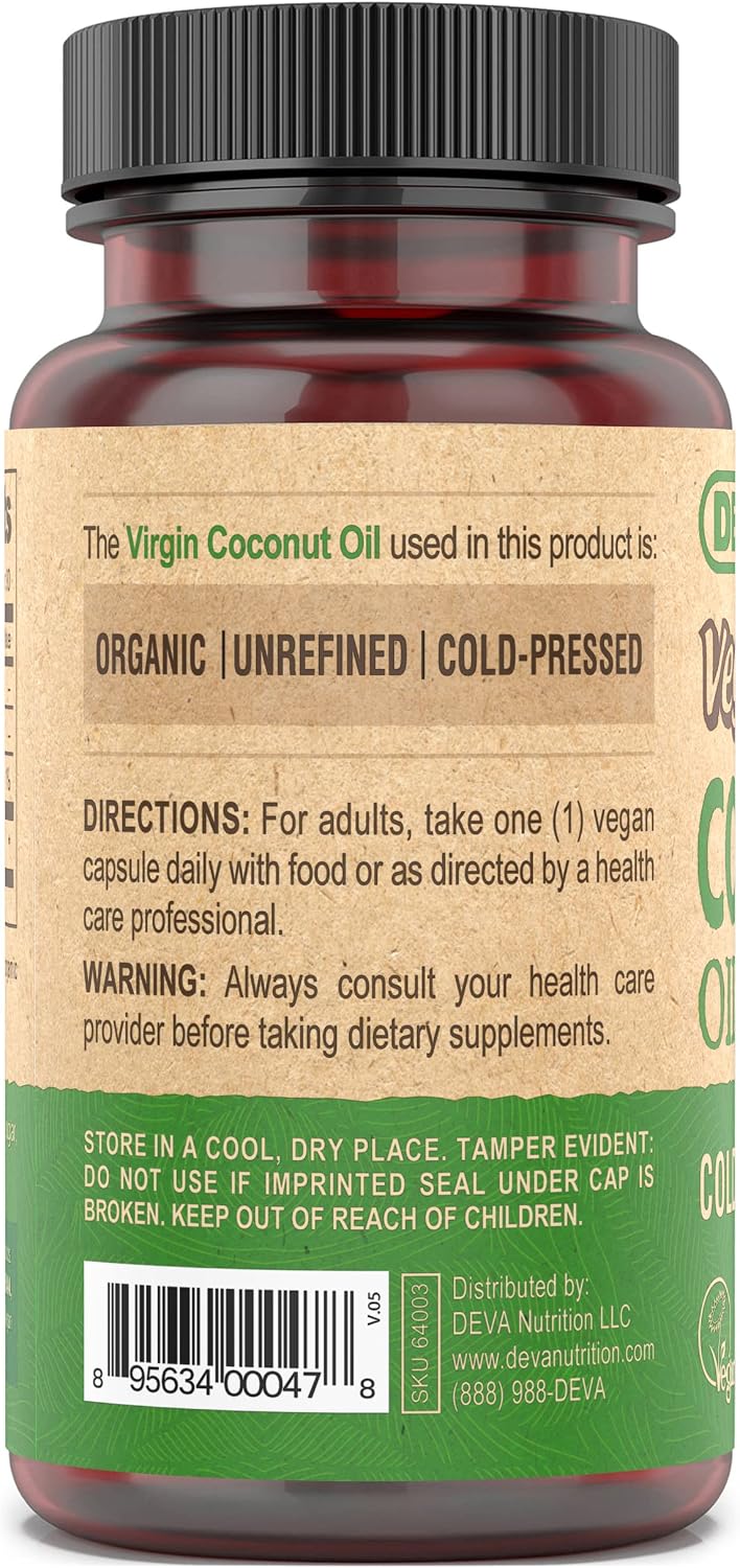 Deva Vegan Virgin Coconut Oil - 500 mg 90 Vcap image 4