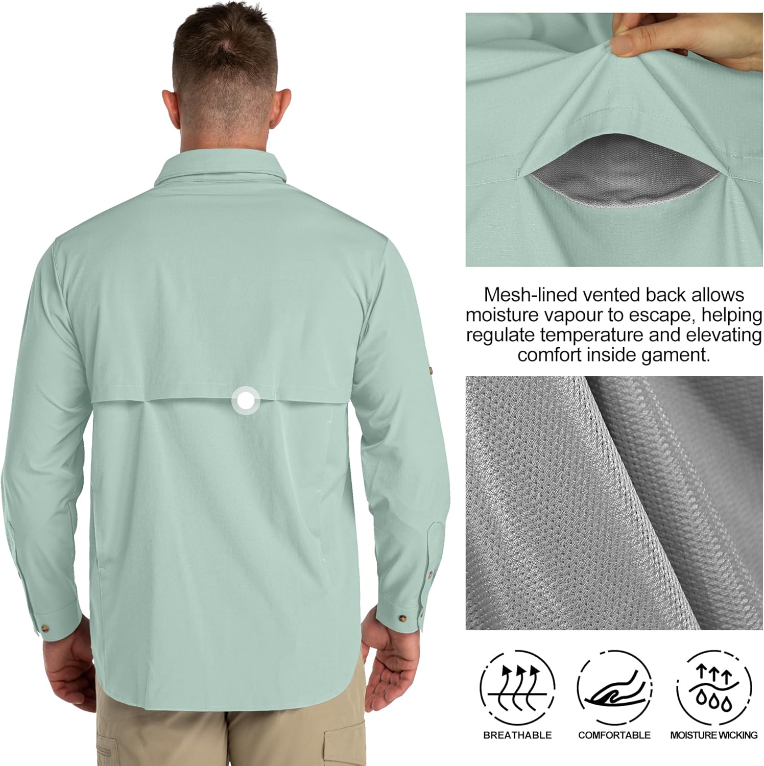33,000ft Men's UPF 50+ UV Protection Long Sleeve Hiking Shirts Breathable Quick Dry Fishing Shirts for Safari, Outdoor - Image 3