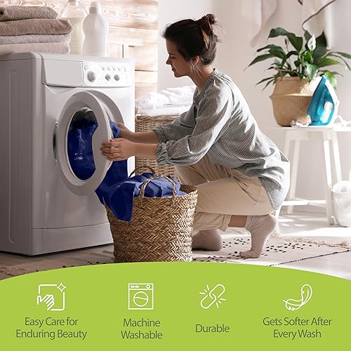 Miniatura 4 de BAMPURE - Juego de sábanas de 100 % viscosa de bambú, refrescantes, suaves, bolsillo profundo de hasta 16 pulgadas, 1 sábana encimera, 1 sábana