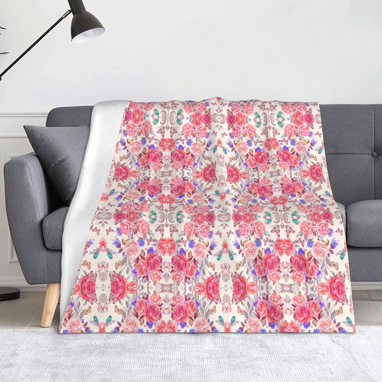Couverture en flanelle respirante fleurs et papillons contre les frissons nocturnes d'Halloween
